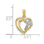 Load image into Gallery viewer, 14K Yellow Gold with White Rhodium Cross In Heart Charm Pendant

