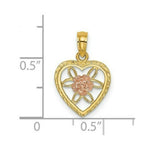 Load image into Gallery viewer, 14K Two-Tone Gold Heart With Flower Inside Charm Pendant
