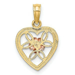 Load image into Gallery viewer, 14K Two-Tone Gold Heart With Flower Inside Charm Pendant
