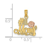 Load image into Gallery viewer, 14K Two-Tone Gold #1 MOM Script With Flower Charm Pendant
