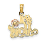 Load image into Gallery viewer, 14K Two-Tone Gold #1 MOM Script With Flower Charm Pendant
