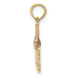 Load image into Gallery viewer, 14K Two-Tone Gold #1 MOM Script With Flower Charm Pendant
