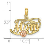 Load image into Gallery viewer, 14K Two-Tone Gold MOM Script With Flower Charm Pendant
