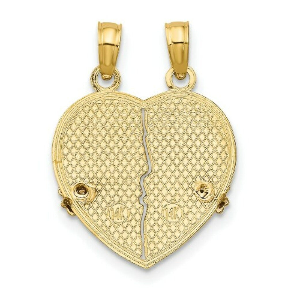 14K Two-Tone Gold BIG SIS-LIL Breakable Heart Charm Pendant