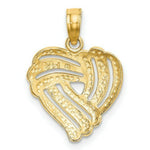 Load image into Gallery viewer, 14K Yellow Gold with White Rhodium with 2-D Heart With Beaded Center Charm Pendant
