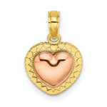 Load image into Gallery viewer, 14K Two-tone Yellow &amp; Rose Gold With Polished Heart Beaded Charm Pendant
