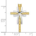 Load image into Gallery viewer, 14K Two-tone Gold 2-D Polished Texutred Cross Charm Pendant
