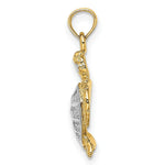 Load image into Gallery viewer, 14K Yellow Gold with White Rhodium with 2-D Swimming Sea Turtle Charm Pendant
