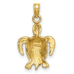 Load image into Gallery viewer, 14K Yellow Gold with White Rhodium with 2-D Swimming Sea Turtle Charm Pendant
