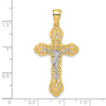 Load image into Gallery viewer, 14K Two-tone Gold Crucifix Scrolled Tips Charm Pendant
