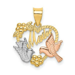 Load image into Gallery viewer, 14K Two-tone Yellow &amp; Rose Gold MADRE in Heart With Doves Charm Pendant
