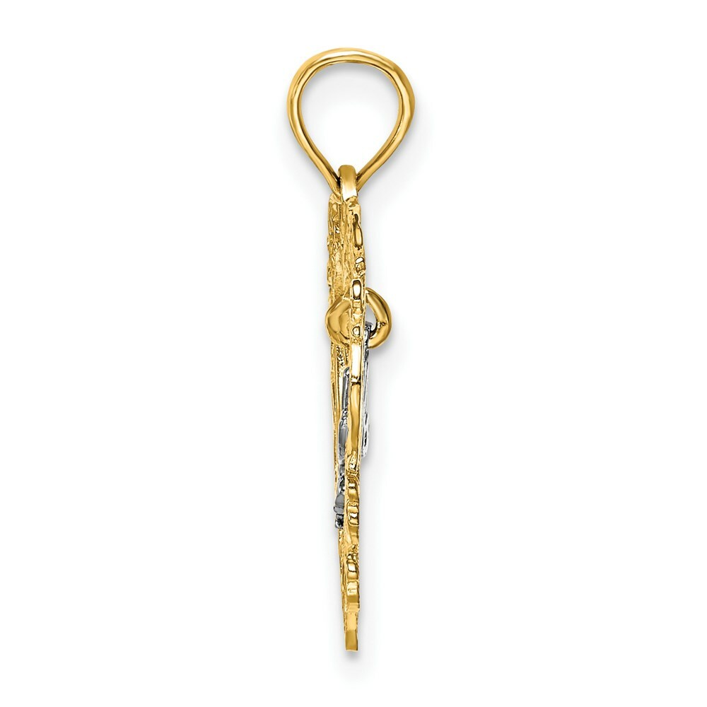 14K Two-tone Gold Mom Inside Heart Charm Pendant