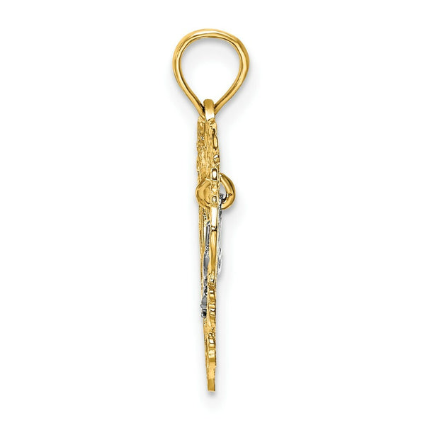 14K Two-tone Gold Mom Inside Heart Charm Pendant