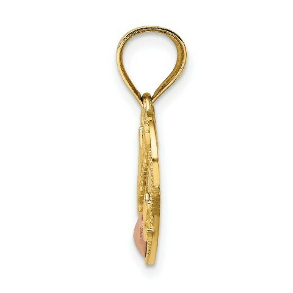 14K Two-Tone Gold #1 GRANDMA In Heart Frame Charm Pendant