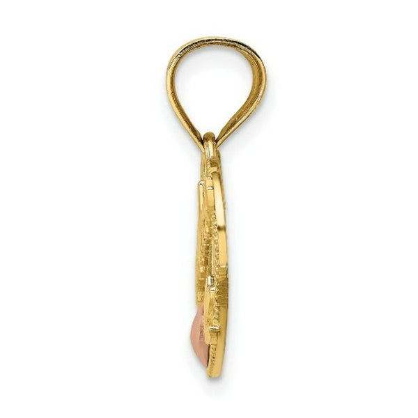 14K Two-Tone Gold #1 GRANDMA In Heart Frame Charm Pendant