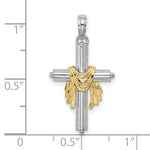 Load image into Gallery viewer, 14K Two-Tone Gold Cross With Drape Charm Pendant
