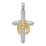 Load image into Gallery viewer, 14K Two-Tone Gold Cross With Drape Charm Pendant
