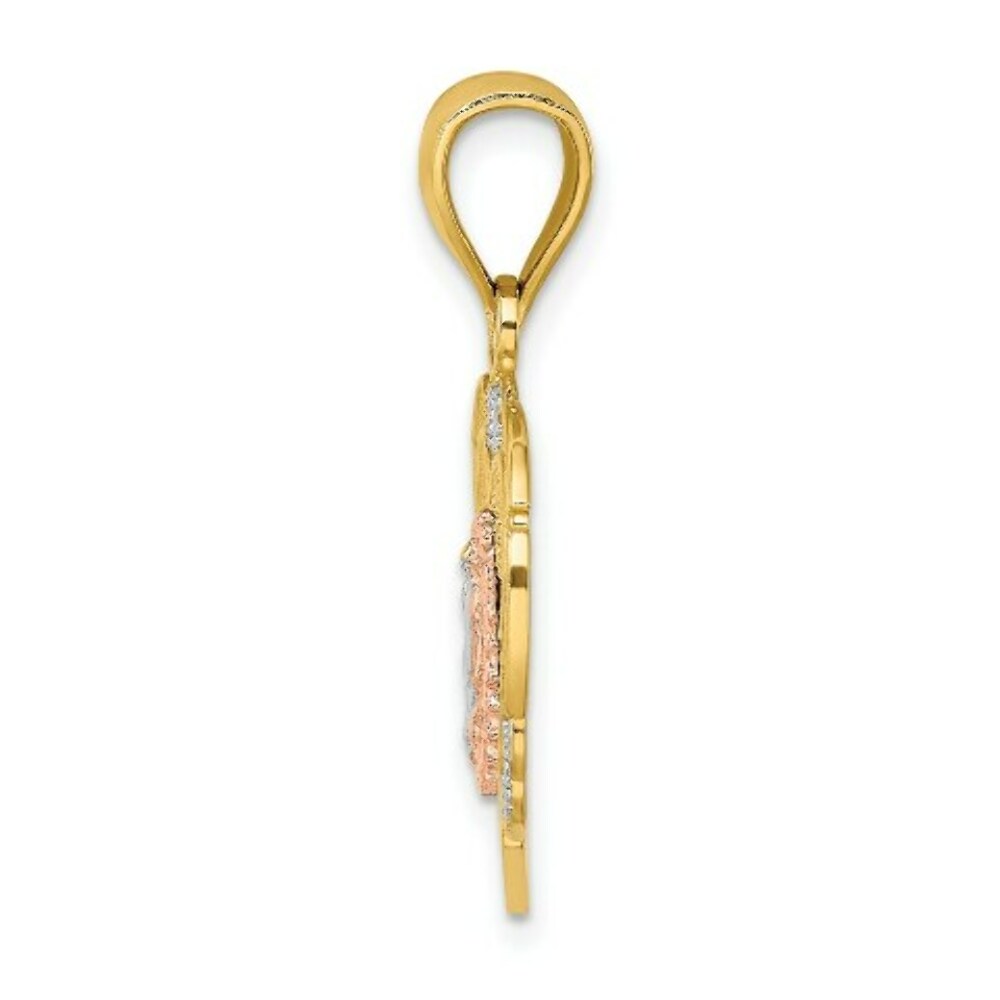 14K Rose And Yellow Gold With Guadalupe In Heart Charm Pendant