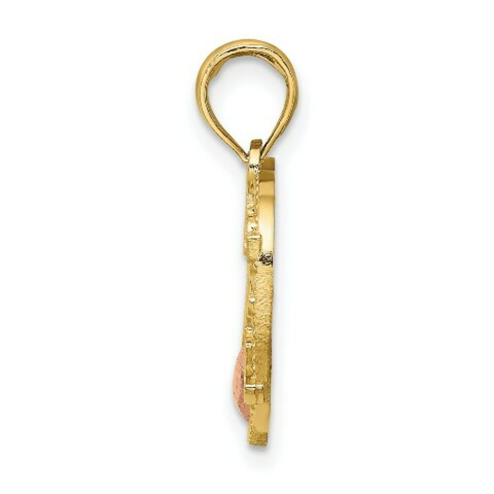 14K Two-Tone Gold Heart With #1 MOTHER Charm Pendant
