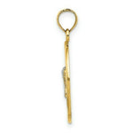 Load image into Gallery viewer, 14K Yellow Gold with White Rhodium Oval Engraved Disc with Cherub With Heart Charm Pendant
