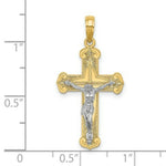 Load image into Gallery viewer, 14K Two-tone Gold Engraved Crucifix Charm Pendant
