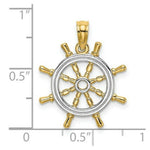 Load image into Gallery viewer, 14K Yellow Gold with White Rhodium Ship's Wheel Pendant
