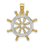 Load image into Gallery viewer, 14K Yellow Gold with White Rhodium Ship's Wheel Pendant
