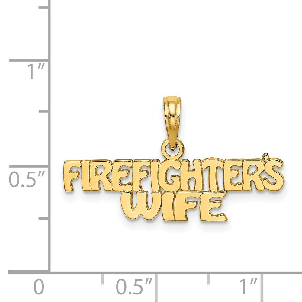 14K Yellow Gold Firefighter's Wife Charm Pendant