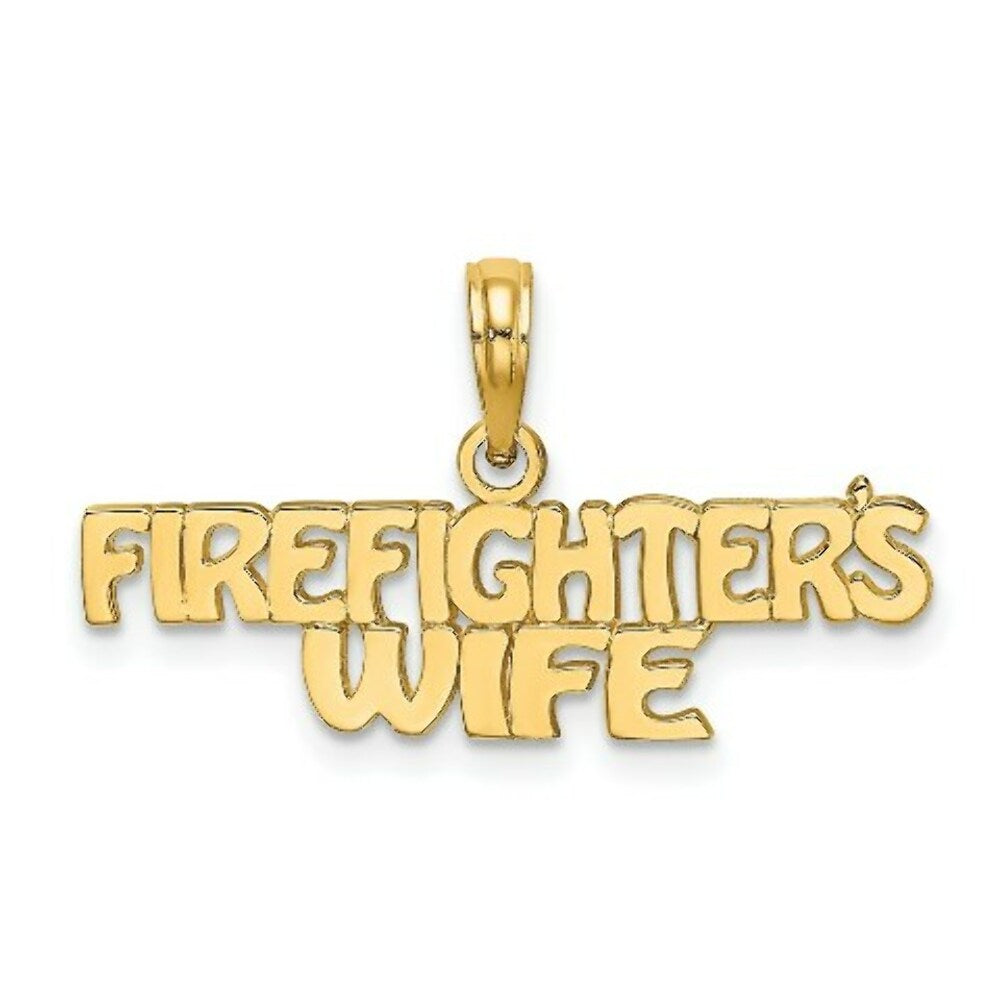 14K Yellow Gold Firefighter's Wife Charm Pendant