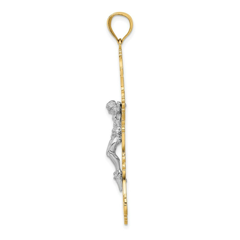 14K Two-tone Gold Crucifix Charm Pendant