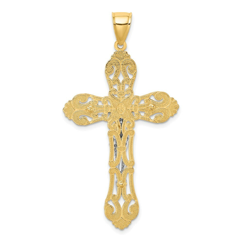 14K Two-tone Gold Crucifix Charm Pendant