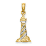 Load image into Gallery viewer, 14K Yellow Gold with White Rhodium with 3-D Cape Hatteras Lighthouse Charm Pendant
