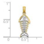 Load image into Gallery viewer, 14k Yellow Gold and White Rhodium 3-D FISHBONE Charm Pendant
