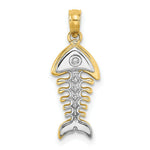 Load image into Gallery viewer, 14k Yellow Gold and White Rhodium 3-D FISHBONE Charm Pendant
