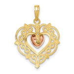 Load image into Gallery viewer, 14K Two-tone Yellow &amp; Rose Gold Heart With Lace Trim Charm Pendant
