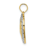 Load image into Gallery viewer, 14K Yellow Gold with White Rhodium Bead Trim #1 MOM In Heart Charm Pendant
