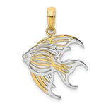 Load image into Gallery viewer, 14K Yellow Gold with White Rhodium Cut-Out Angelfish Charm Pendant
