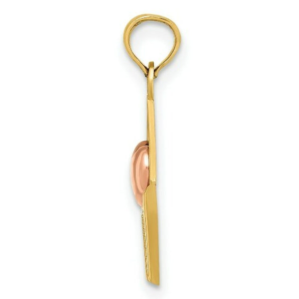 14K Rose And Yellow Gold 3-D XOXO Envelope Heart Charm Pendant