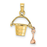 Load image into Gallery viewer, 14K Rose And Yellow Gold 3-D Beach Bucket &amp; Shovel Charm Pendant
