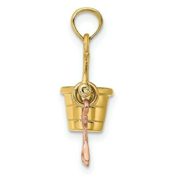 14K Rose And Yellow Gold 3-D Beach Bucket & Shovel Charm Pendant