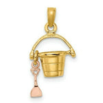 Load image into Gallery viewer, 14K Rose And Yellow Gold 3-D Beach Bucket &amp; Shovel Charm Pendant
