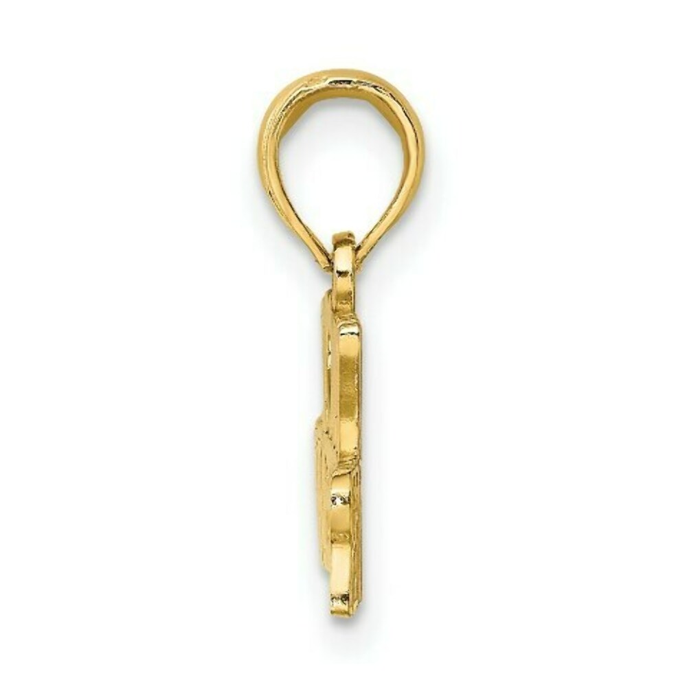 14K Yellow Gold I Love My Firefighter Charm Pendant