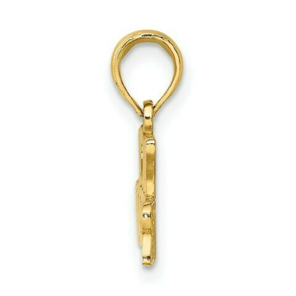 14K Yellow Gold I Love My Firefighter Charm Pendant