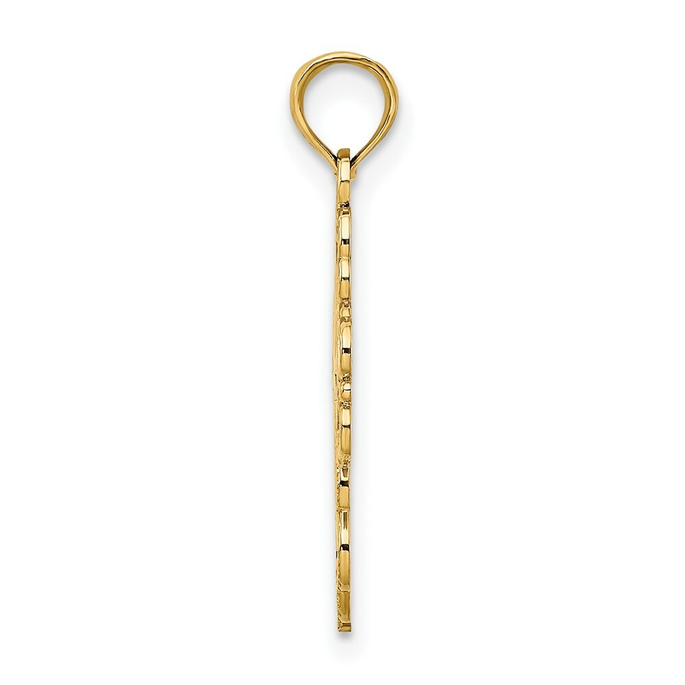 14K Two-tone Gold Beaded Lace Trim Cross Charm Pendant
