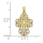Load image into Gallery viewer, 14K Two-tone Gold Beaded Lace Trim Cross Charm Pendant
