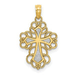 Load image into Gallery viewer, 14K Two-tone Gold Beaded Lace Trim Cross Charm Pendant
