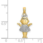 Load image into Gallery viewer, 14K Two-tone Gold Textured Girl Charm Pendant
