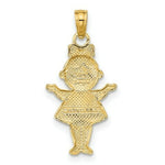 Load image into Gallery viewer, 14K Two-tone Gold Textured Girl Charm Pendant
