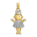 Load image into Gallery viewer, 14K Two-tone Gold Textured Girl Charm Pendant
