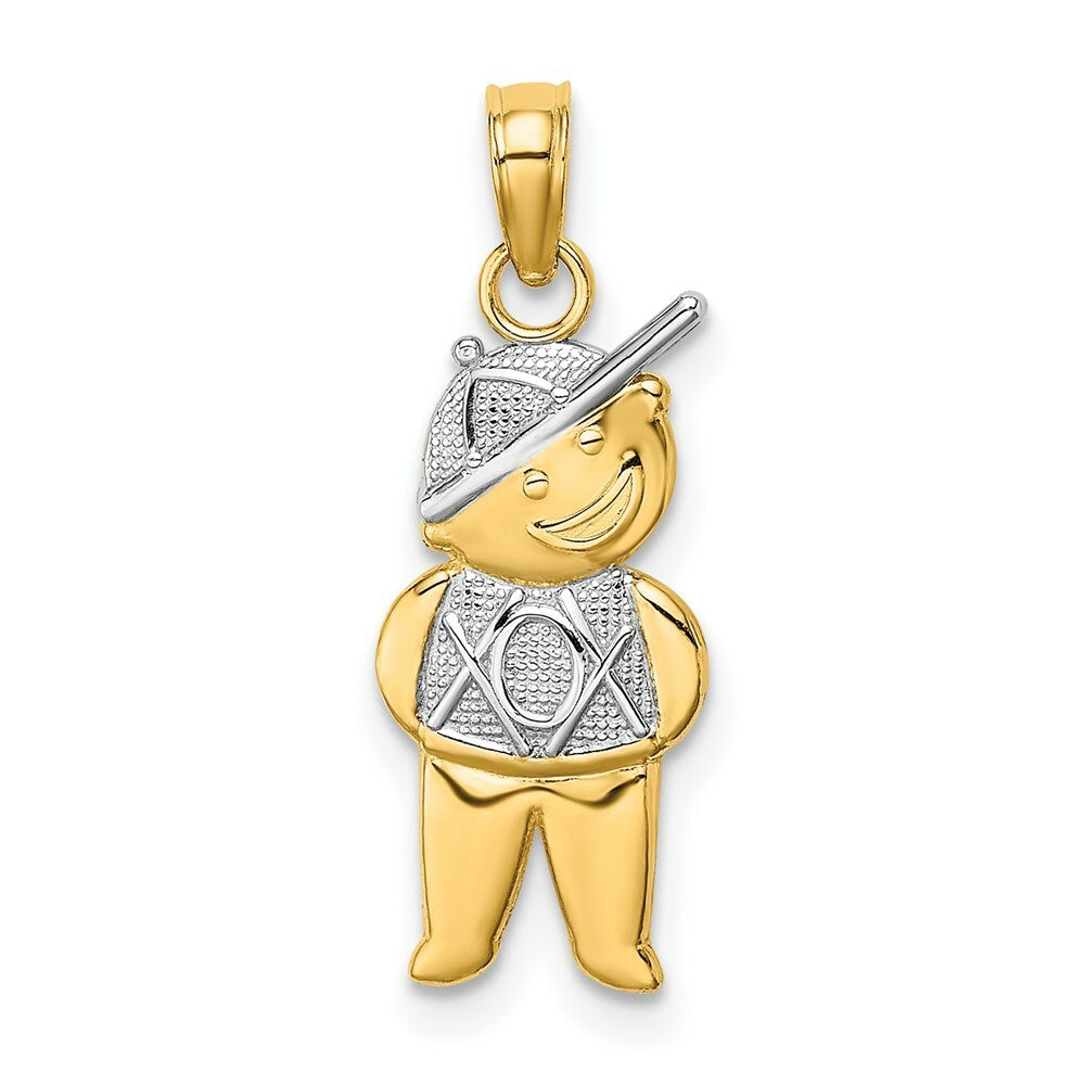 14K Two-tone Gold Textured Boy Charm Pendant